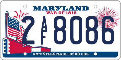 MD license plate 2AF8086