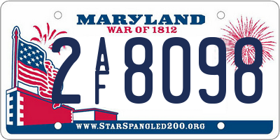 MD license plate 2AF8098