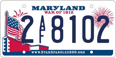 MD license plate 2AF8102