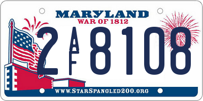 MD license plate 2AF8108