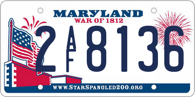 MD license plate 2AF8136