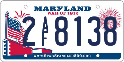 MD license plate 2AF8138