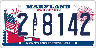 MD license plate 2AF8142
