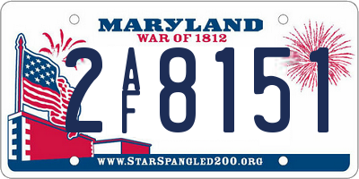 MD license plate 2AF8151