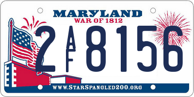 MD license plate 2AF8156