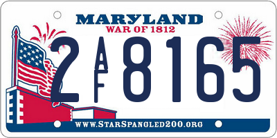 MD license plate 2AF8165