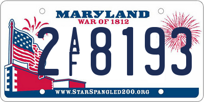 MD license plate 2AF8193