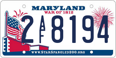 MD license plate 2AF8194