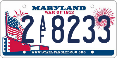 MD license plate 2AF8233