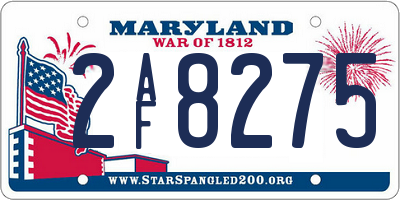 MD license plate 2AF8275