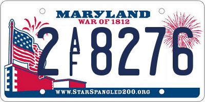 MD license plate 2AF8276
