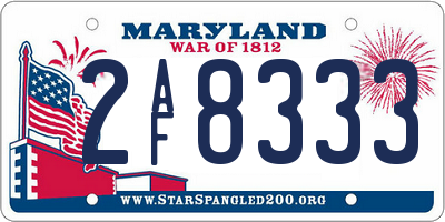MD license plate 2AF8333