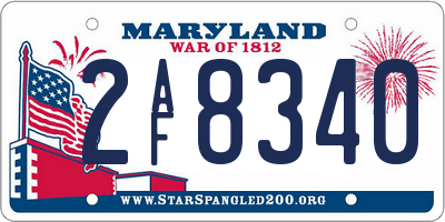 MD license plate 2AF8340