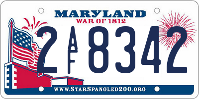 MD license plate 2AF8342