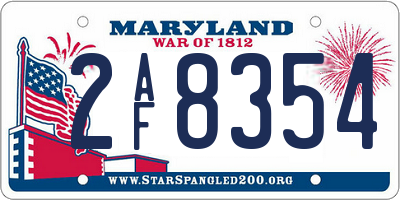 MD license plate 2AF8354