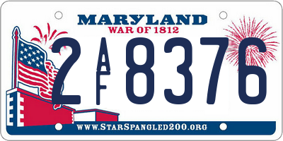 MD license plate 2AF8376
