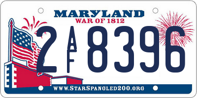 MD license plate 2AF8396