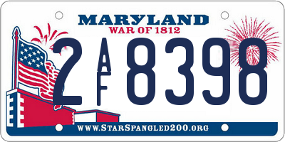 MD license plate 2AF8398