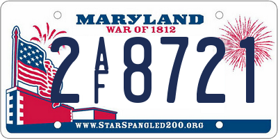 MD license plate 2AF8721