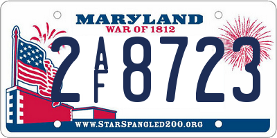 MD license plate 2AF8723