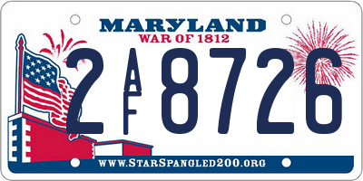 MD license plate 2AF8726