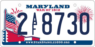 MD license plate 2AF8730