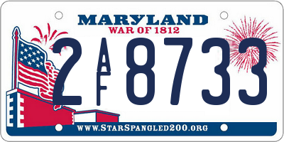 MD license plate 2AF8733