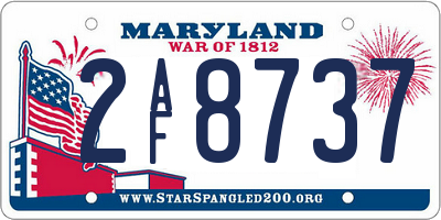 MD license plate 2AF8737