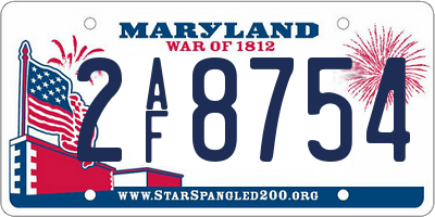MD license plate 2AF8754