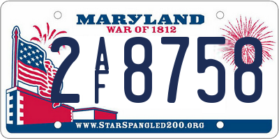 MD license plate 2AF8758
