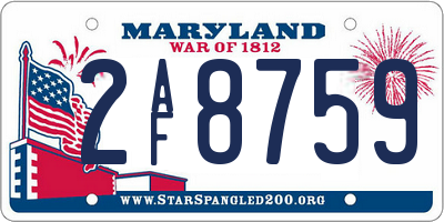 MD license plate 2AF8759