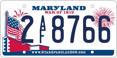 MD license plate 2AF8766