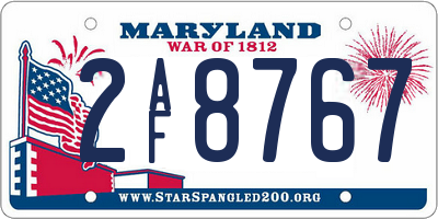 MD license plate 2AF8767