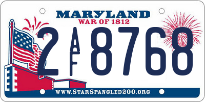 MD license plate 2AF8768