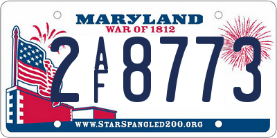 MD license plate 2AF8773