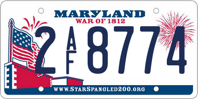 MD license plate 2AF8774