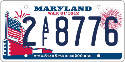MD license plate 2AF8776