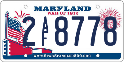 MD license plate 2AF8778