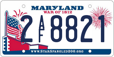 MD license plate 2AF8821