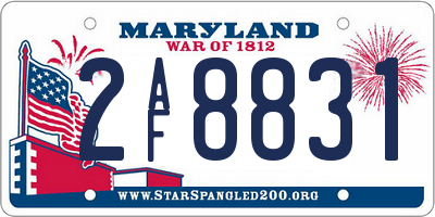 MD license plate 2AF8831