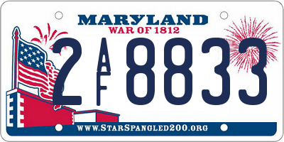 MD license plate 2AF8833