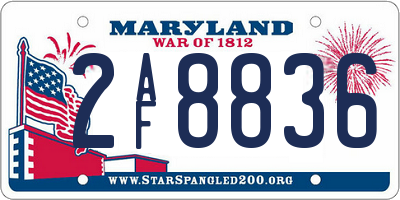 MD license plate 2AF8836