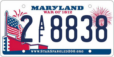 MD license plate 2AF8838