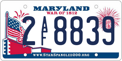 MD license plate 2AF8839