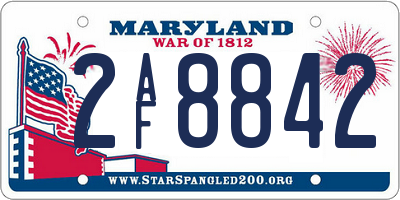 MD license plate 2AF8842