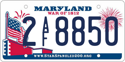 MD license plate 2AF8850