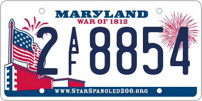 MD license plate 2AF8854