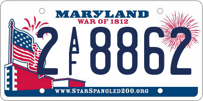 MD license plate 2AF8862