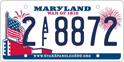 MD license plate 2AF8872