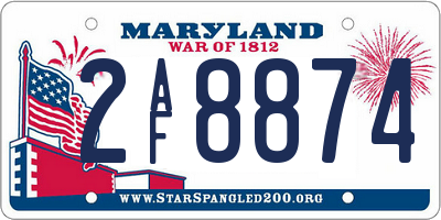 MD license plate 2AF8874